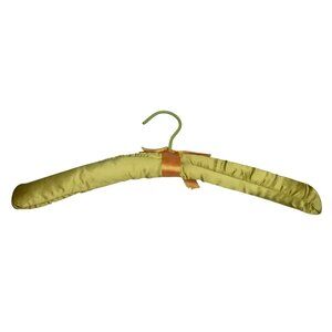 Vintage Green  Satin Padded Boudoir Lingerie Hanger Orange Ribbon
